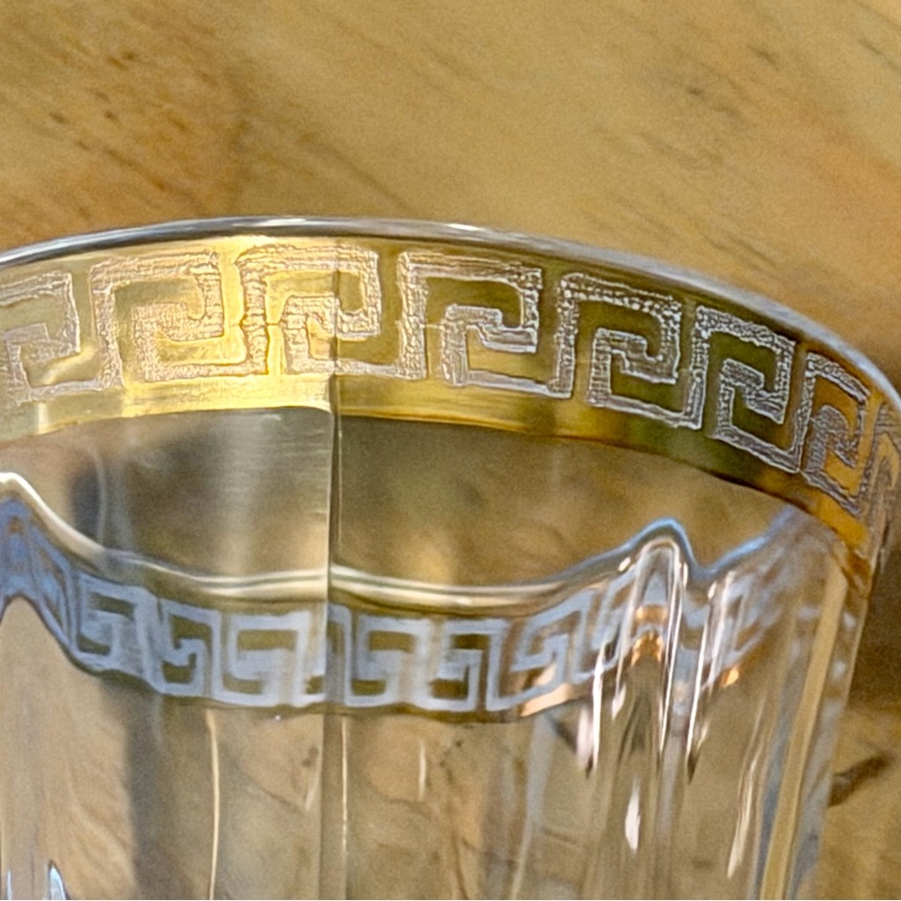 Vintage Astra Gold Cut Crystal Mugs – Gold Greek Key Trim – Set of 4 - Picture 8 of 11
